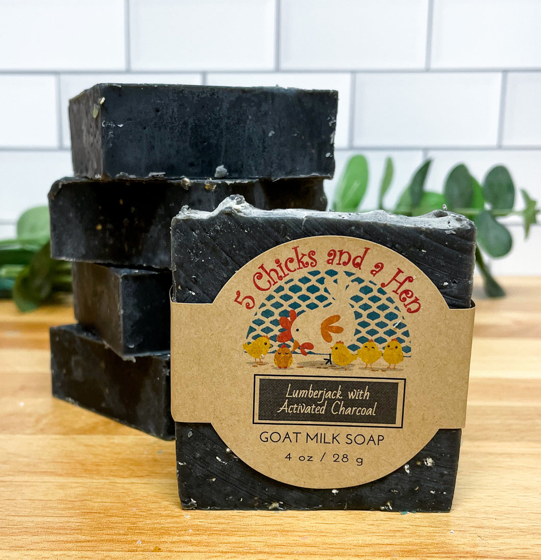 Lumberjack with ACTIVATED CHARCOAL Handcrafted Goat Milk Bar Soap