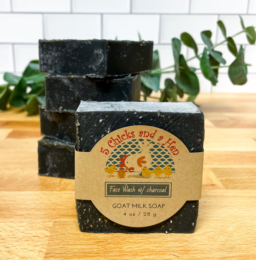 Specialty Face Wash WITH ACTIVATED CHARCOAL Handcrafted Goat Milk Bar Soap